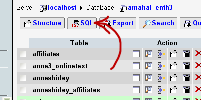 the sql tab