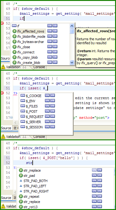 PHP Code Assist in Aptana