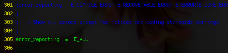 php.ini error reporting