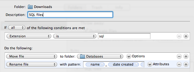 SQL rules settings